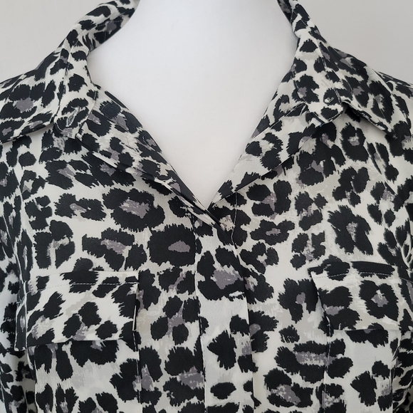 LOFT button down animal print blouse - Picture 2 of 7